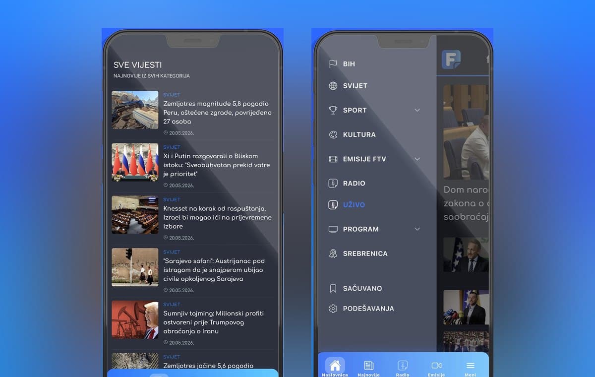 The Federalna.ba app on two phones.