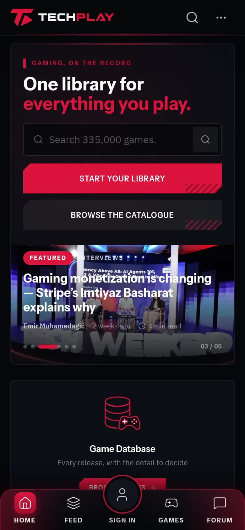 The home page on a phone.