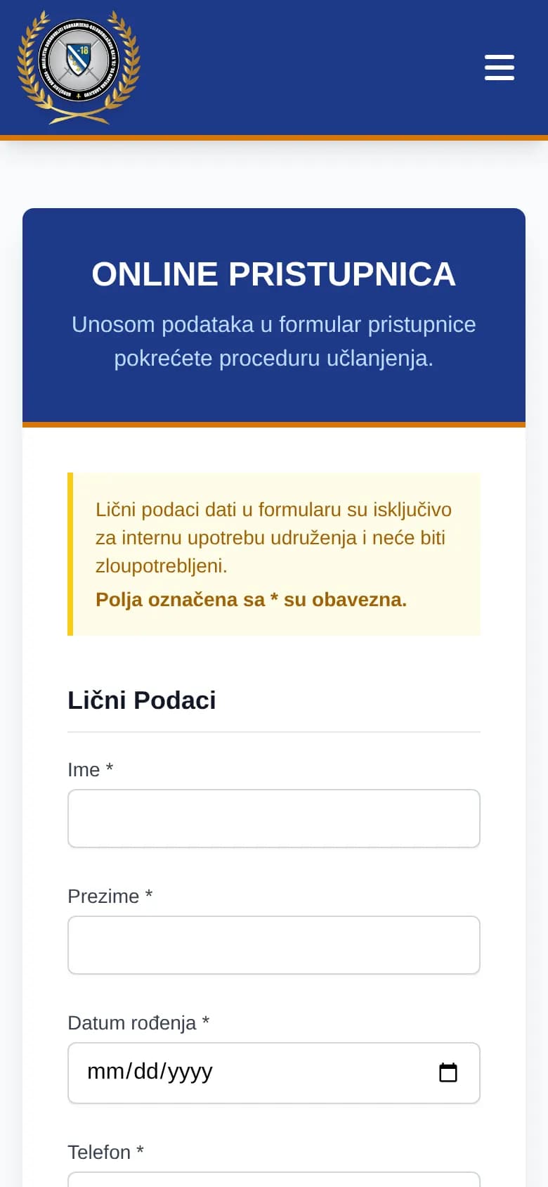 Učlanjenje na telefonu.